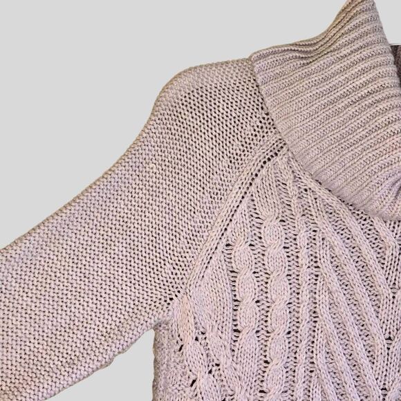 ELLE Cowl Neck Sweater Women’s Size Small Lilac Purple Cable Knit Relaxed Fit - Picture 7 of 13